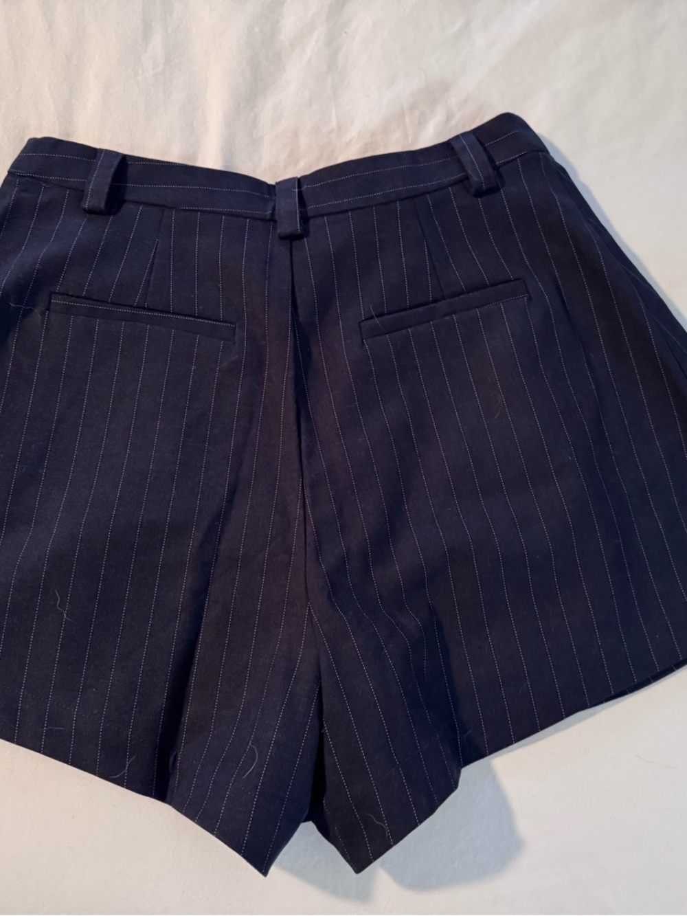 En Saison Navy Pinstripe Bermuda Shorts